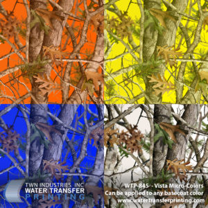 Vista Micro-Colors is a transparent version of the original Vista Micro camouflage pattern. Vista Micro-Colors provides the same spring and fall coverage as the original Vista pattern but also gives Water Transfer Printing professionals the ability to use any desired base coat color. This makes customizing projects that much easier!